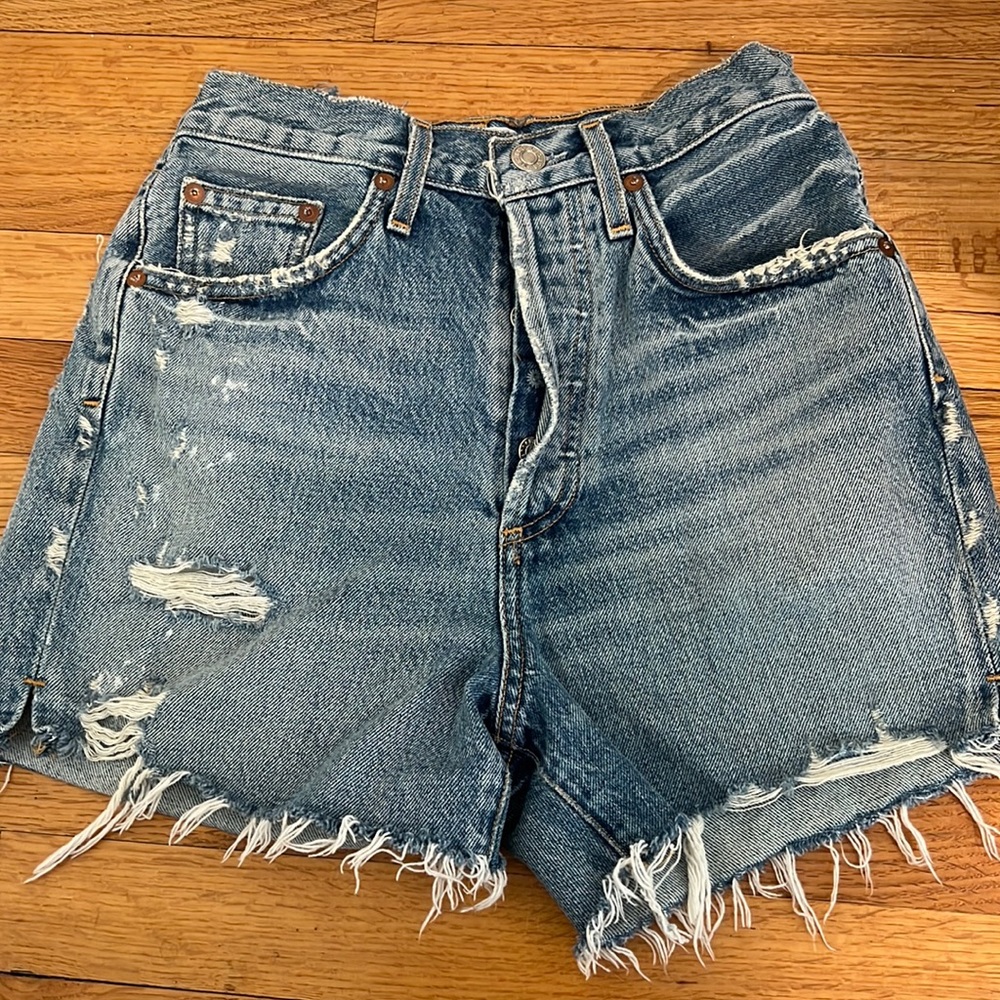 Agolde high waisted denim shorts. Medium wash. Great condition